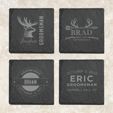 Square Groomsmen Slate Coasters for Wedding